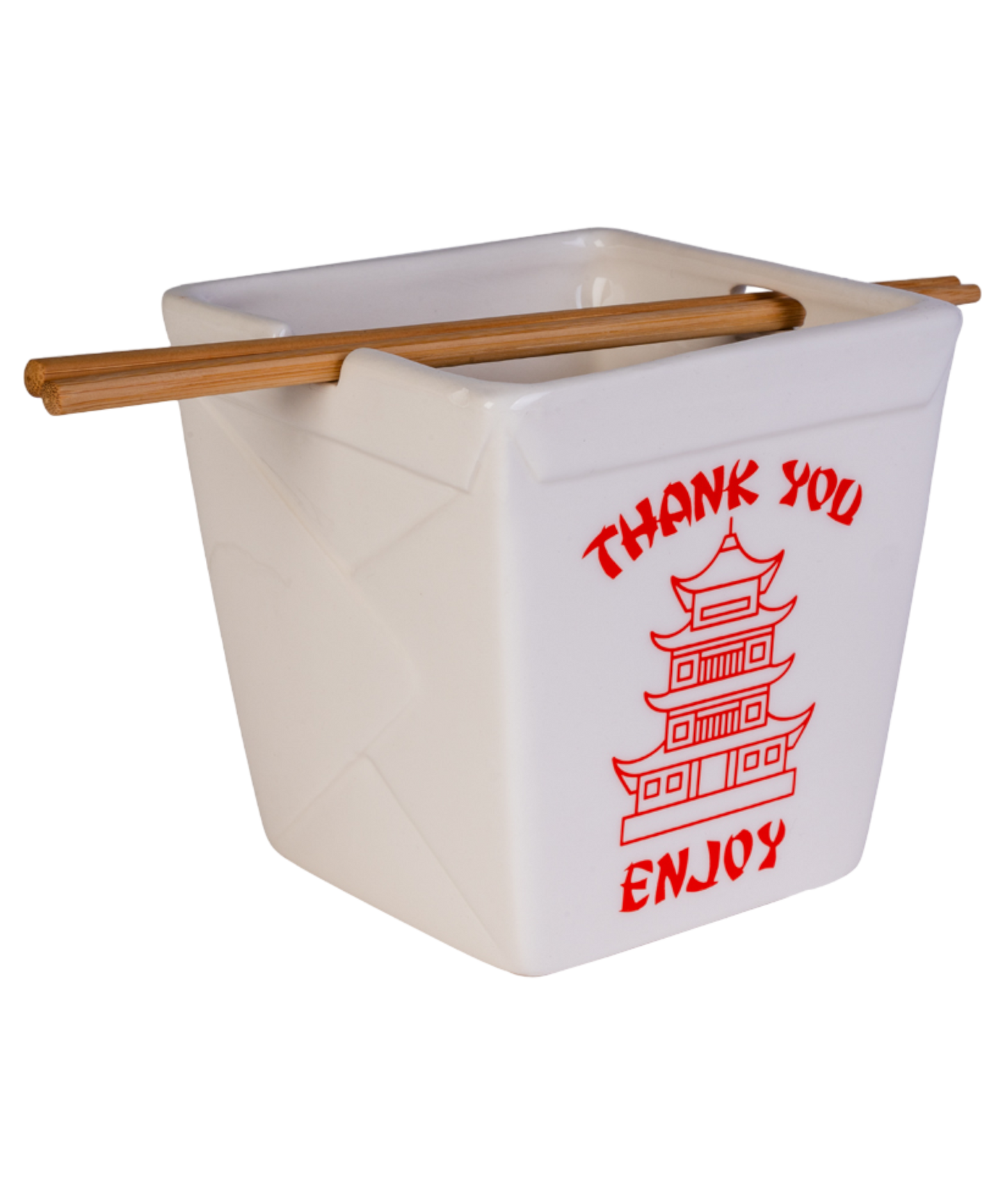 Takeaway Ceramic Noodle Bowl with Bamboo Chopsticks