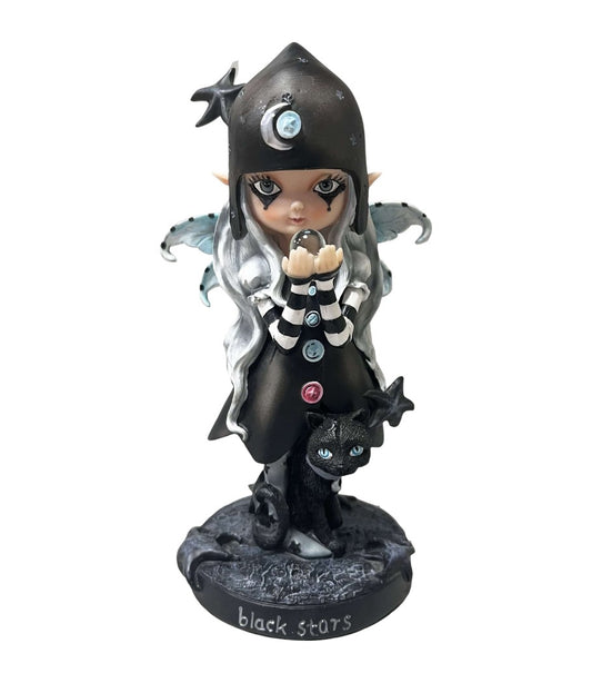 Black Stars Goth Fairy Figurine - LAST ONE