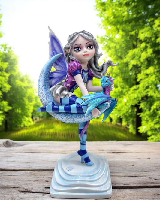 Fairy with Dragon Sitting on Moon