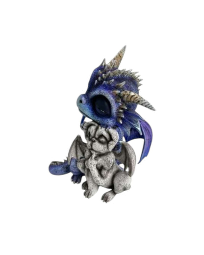 Cute Dragon Cuddling with Gargoyle
