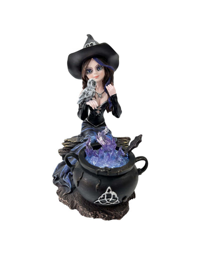 Witch with Owl and Brewing Cauldron