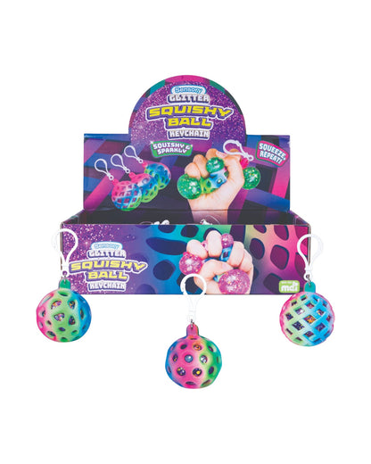 Sensory Squishy Glitter Ball Keychain