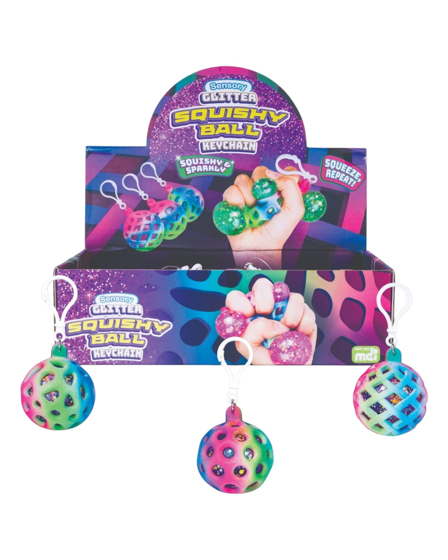 Sensory Squishy Glitter Ball Keychain