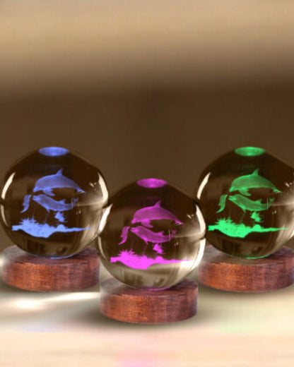 Dolphin 3D Crystal Ball Lamp