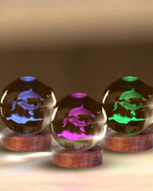 Dolphin 3D Crystal Ball Lamp