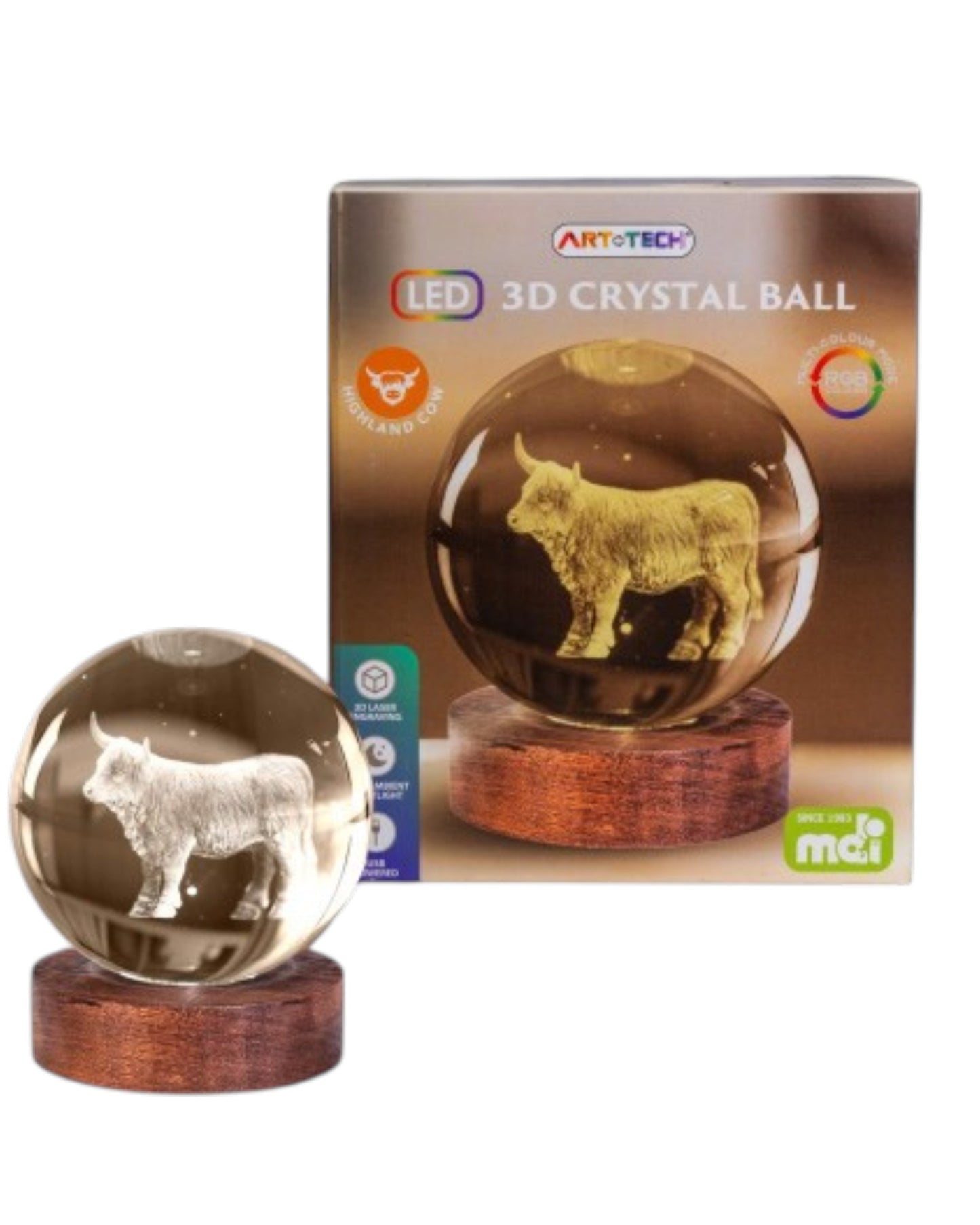 Highland Cow 3D Crystal Ball Lamp