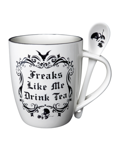 Freaks Like Me Drink Tea - Mug & Spoon