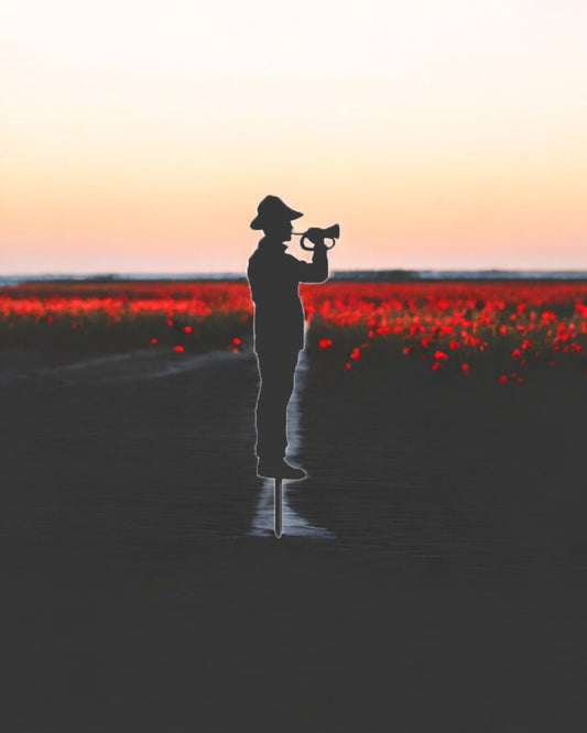 Soldier Bugler Small Corten Steel Garden Art