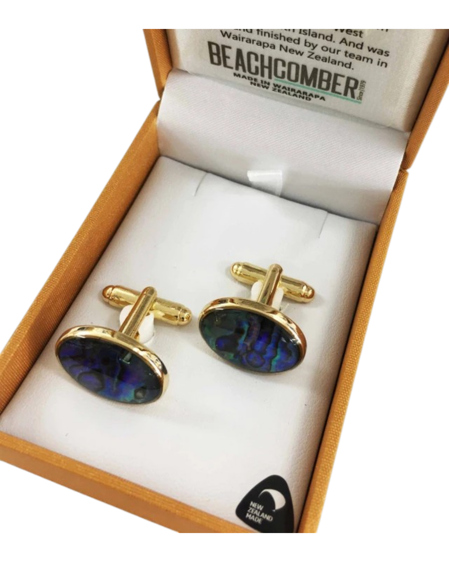 Paua Cufflinks Gold Plated Oval