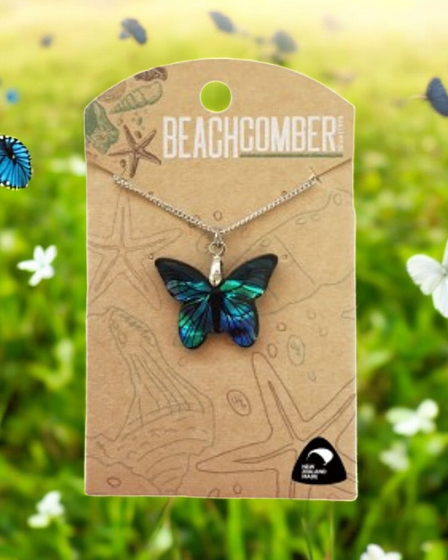 Paua Pendant Small Butterflies