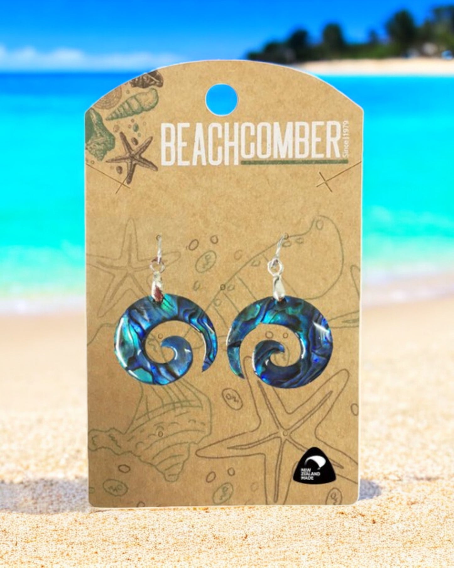 Paua Earrings Small Koru