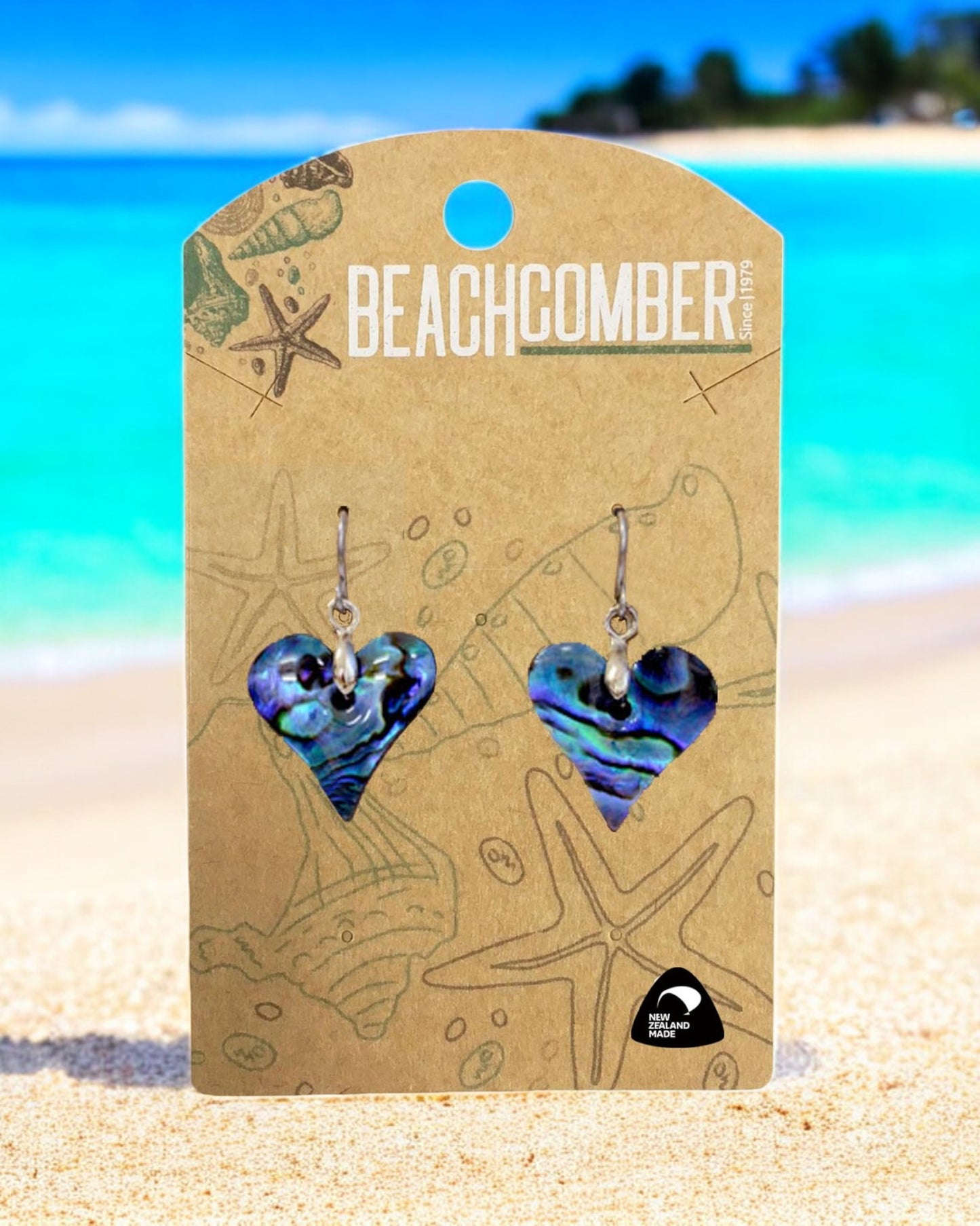 Paua Earrings Small Heart