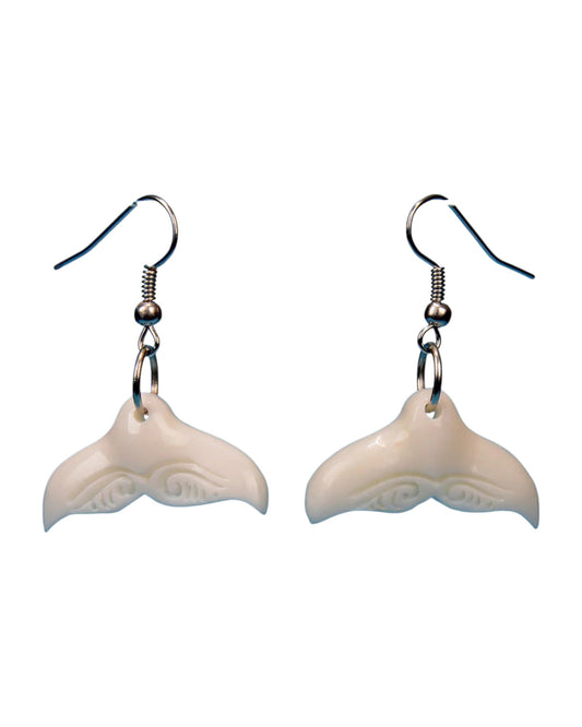 Bone Whale Tail Earrings