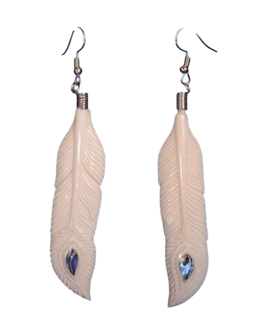 Bone Feather Styled with Paua Earrings