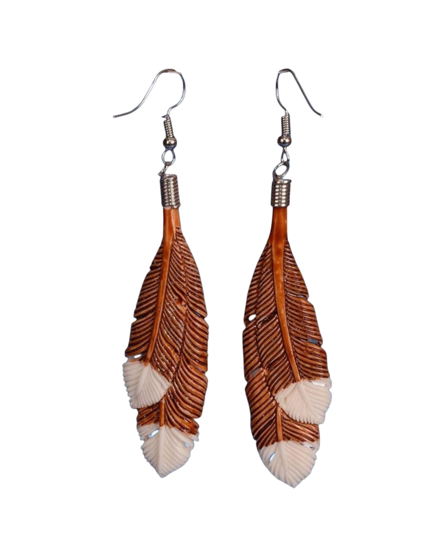 Brown Huia Feather earrings