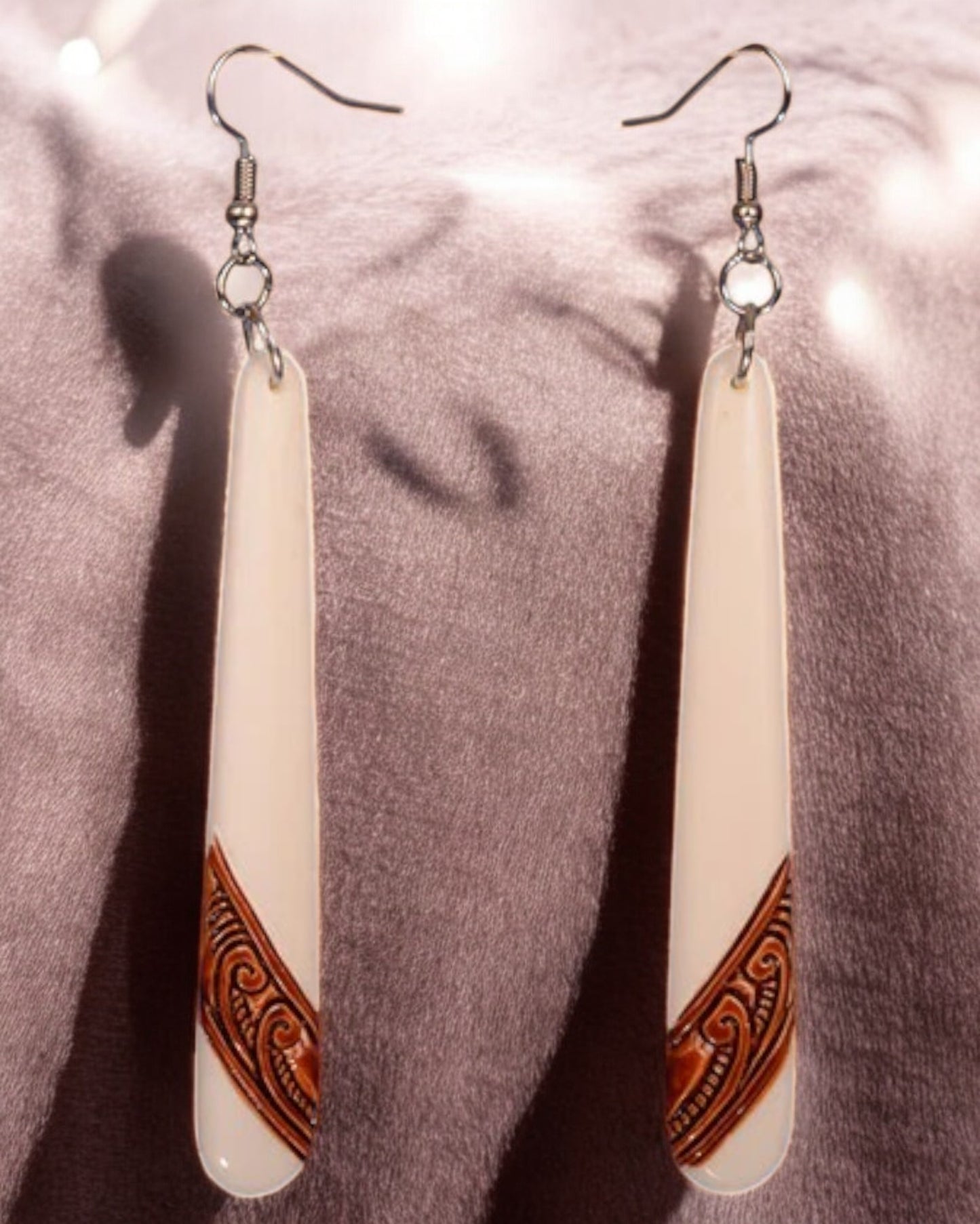 Enchanted Koru Stain Bone Drop Earrings