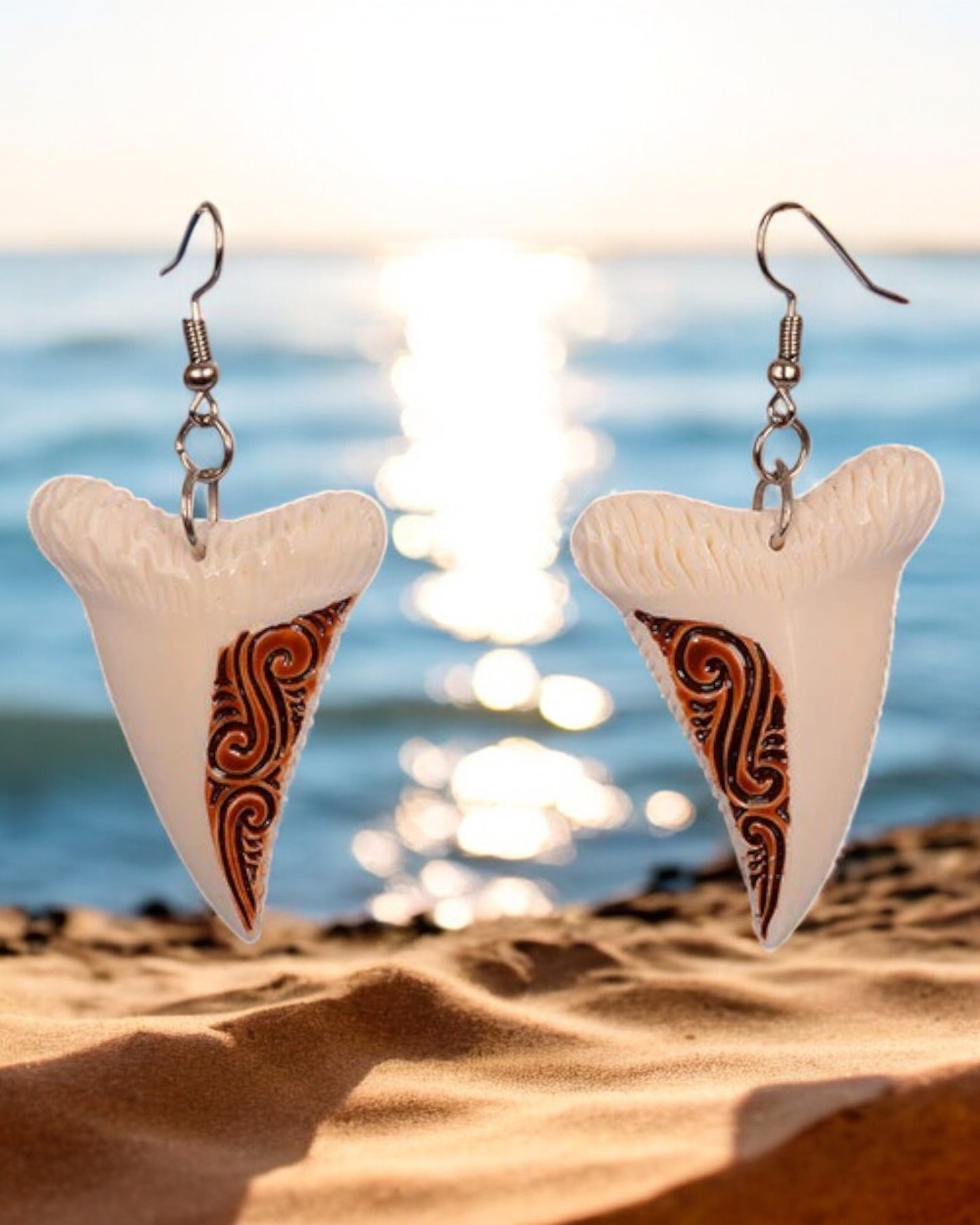 Faux shark tooth Bone Drop Earrings