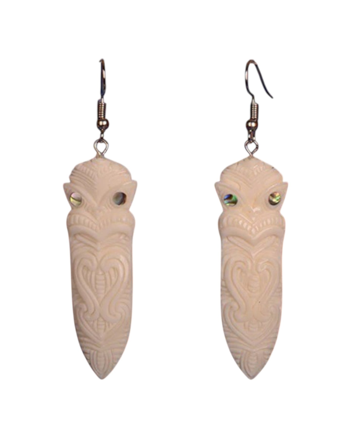 Tiki Taiaha Earrings - Bone