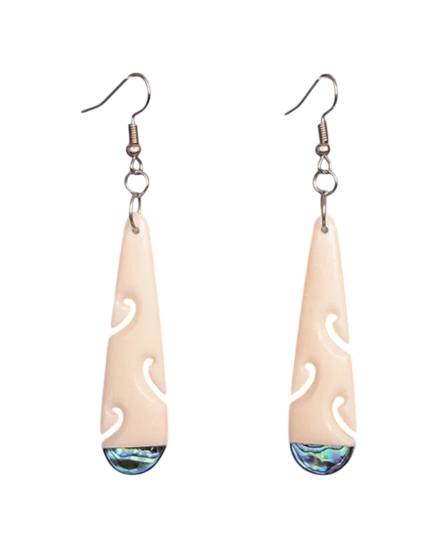 Bone Drop earring with Pāua tip