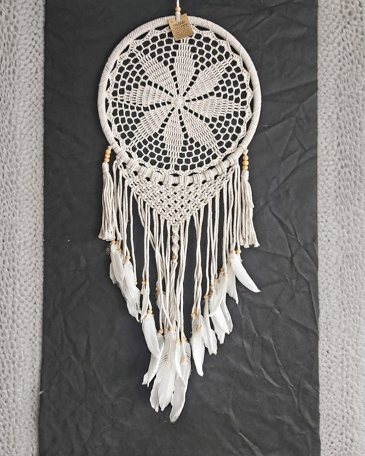 Dreamcatcher White Crochet Flower