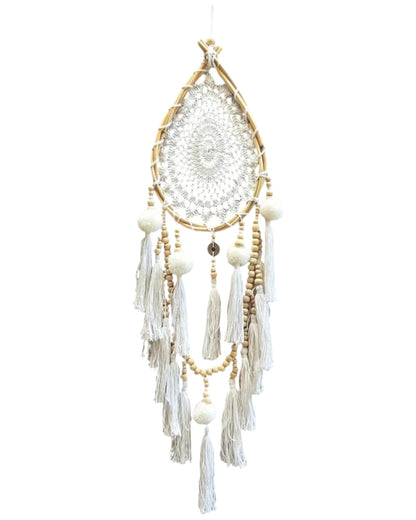 Dreamcatcher Teardrop White Crochet