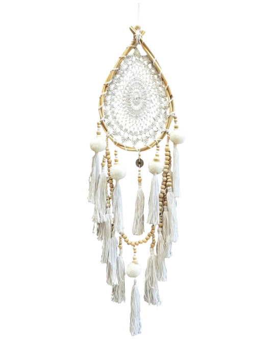 Dreamcatcher Teardrop White Crochet