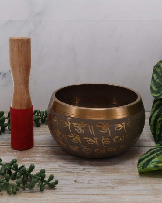 Antique Finish Buddha Brass Singing Bowl 13cm