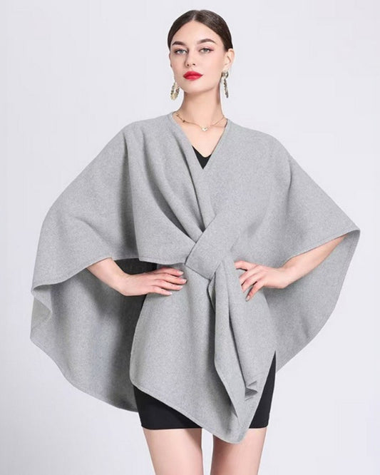 Davina Cape with pull through - LIGHT GREY