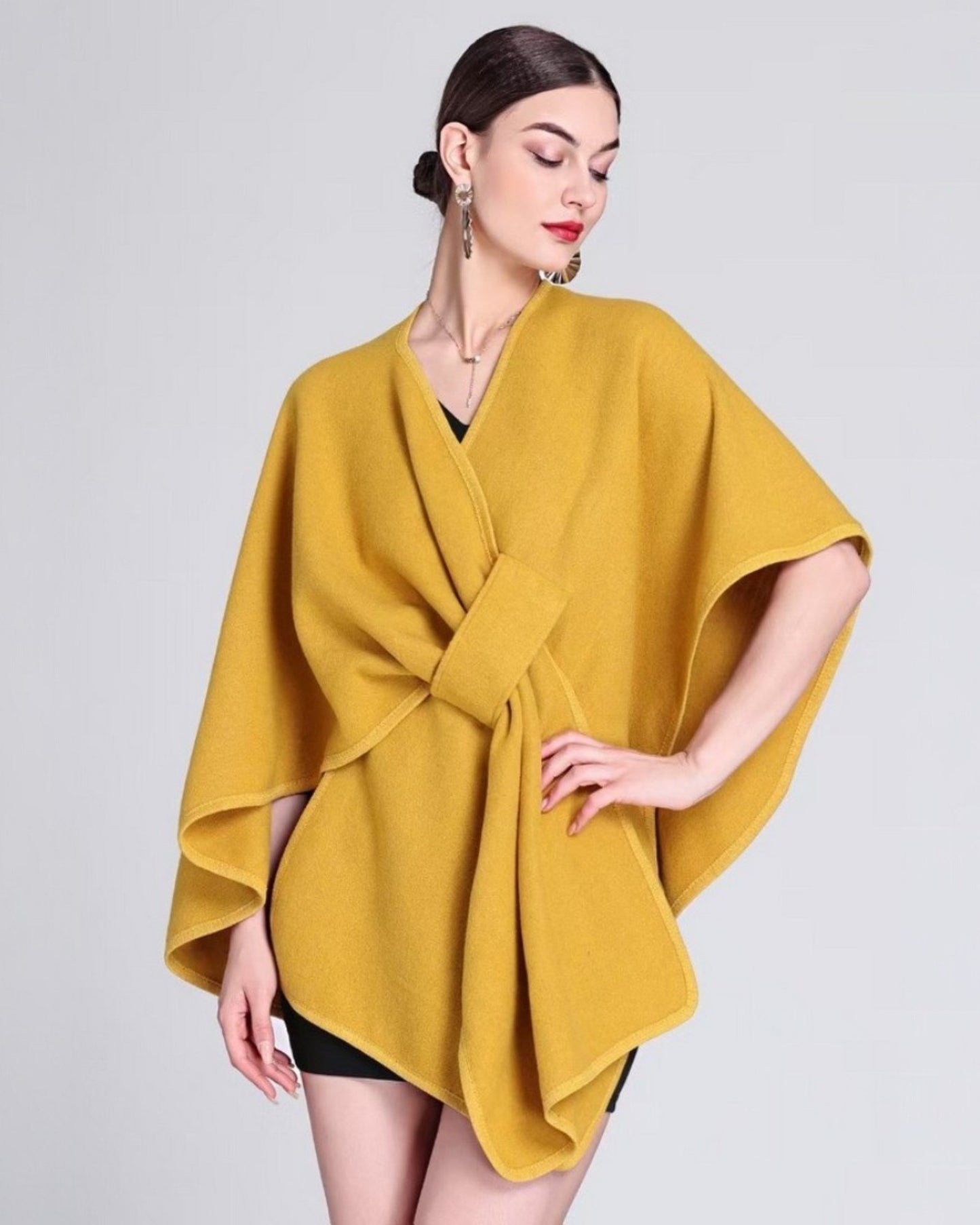 Davina Cape with pull through - MUSTARD
