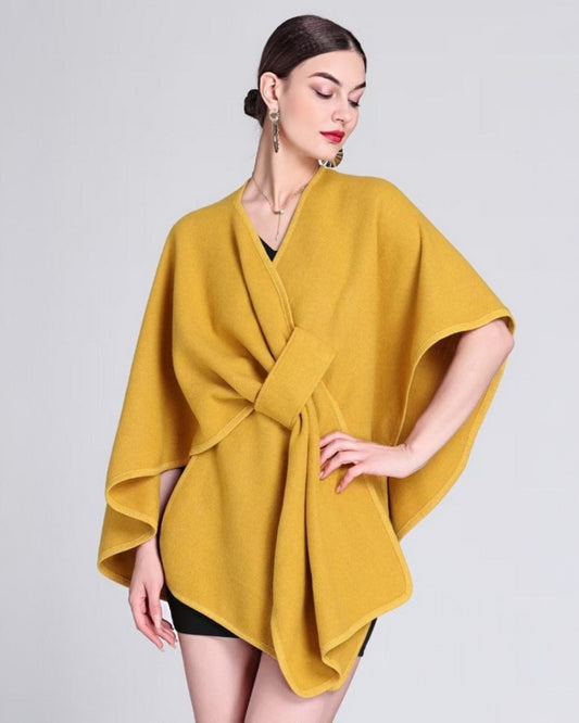 Davina Cape with pull through - MUSTARD