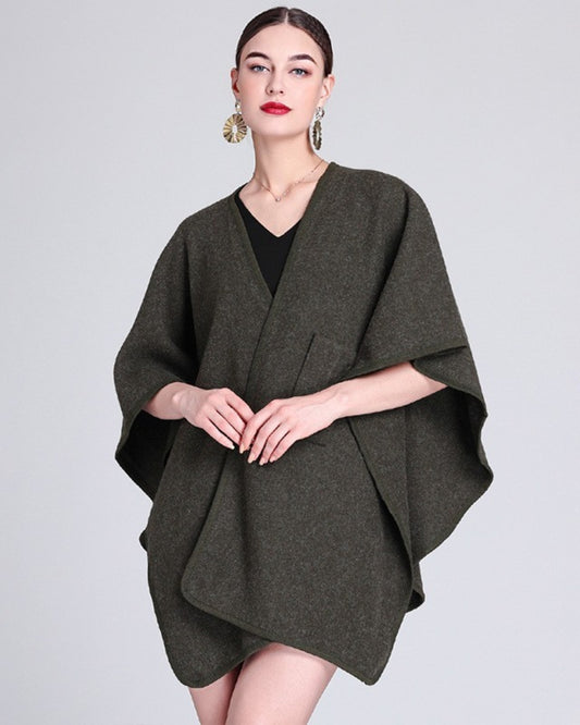Davina Cape with pull through - OLIVE