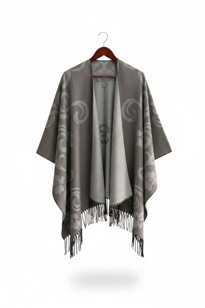 Cape with curls design Grey with Tassles