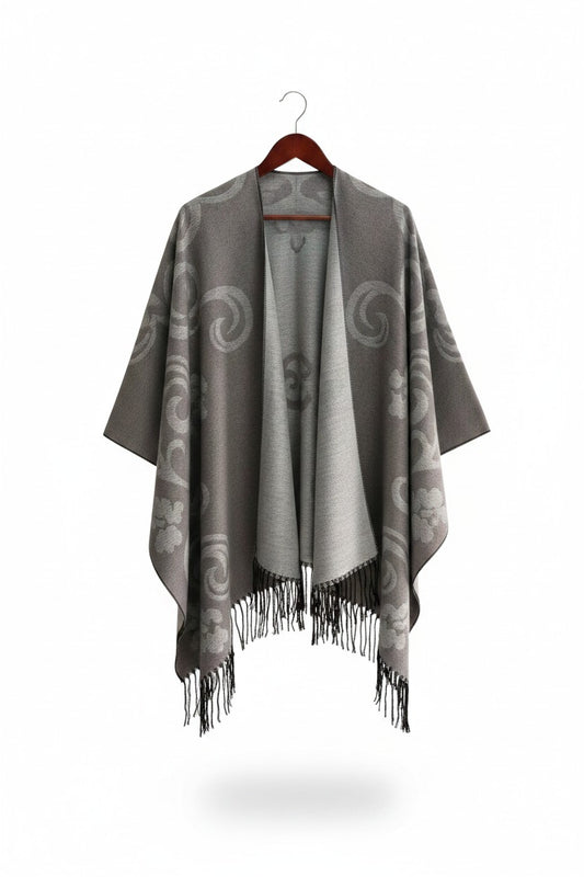 Cape with curls design Grey with Tassles