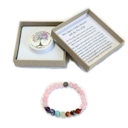 Chakra Bracelet Rose Quartz & Tree of Life Bead