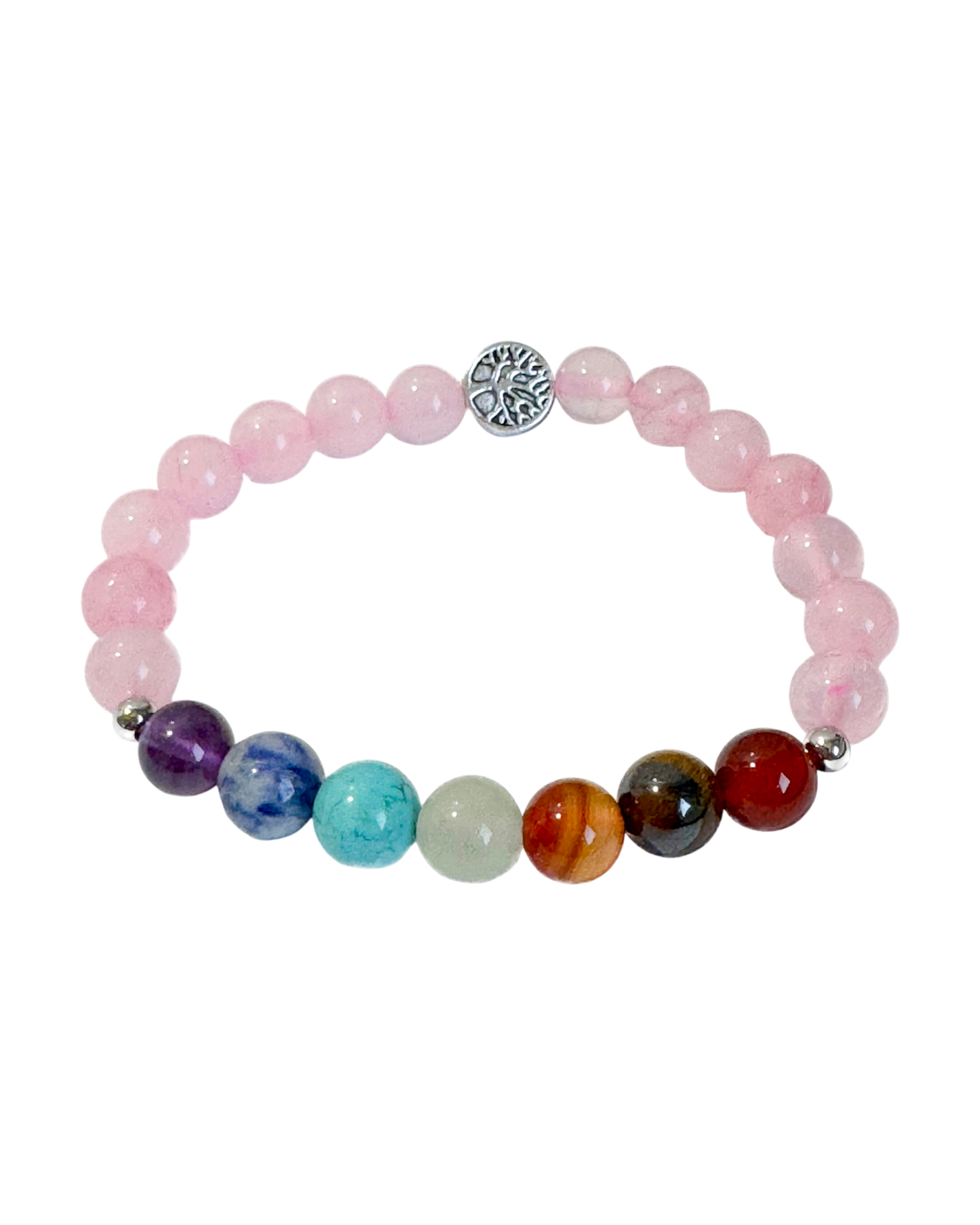 Chakra Bracelet Rose Quartz & Tree of Life Bead