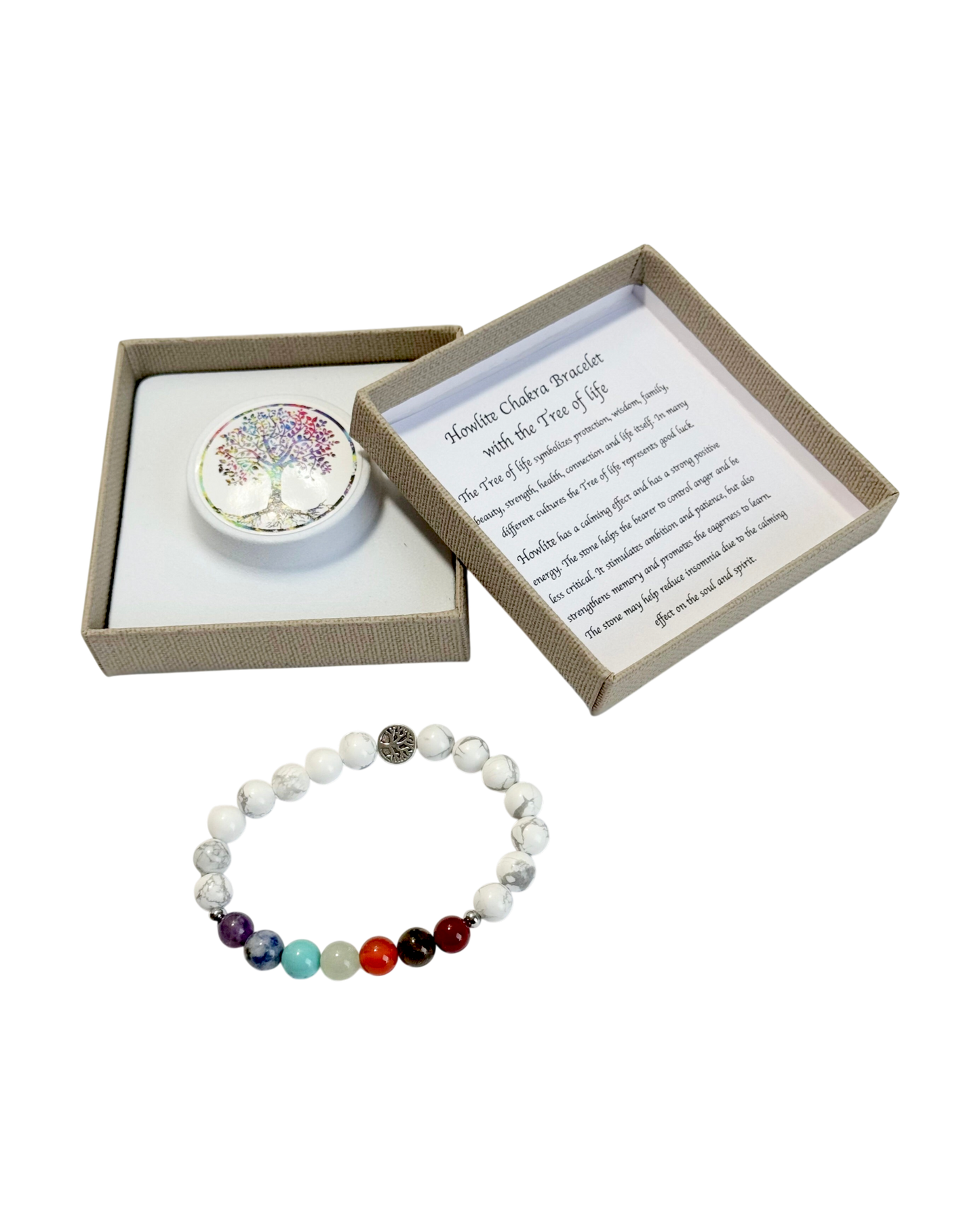 Chakra Bracelet White Howlite & Tree of Life Bead