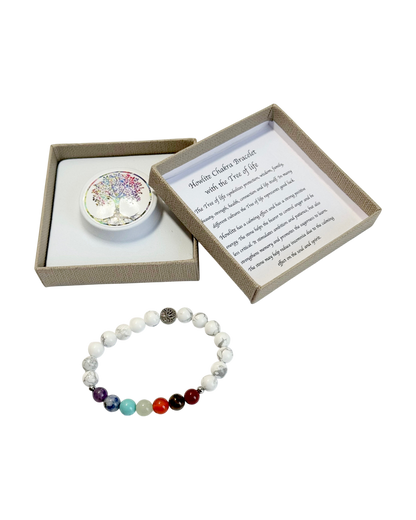 Chakra Bracelet White Howlite & Tree of Life Bead