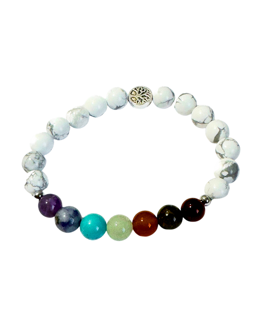 Chakra Bracelet White Howlite & Tree of Life Bead