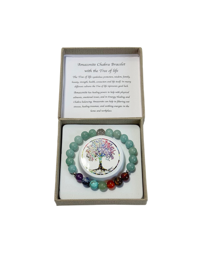 Chakra Bracelet Amazonite & Tree of Life Bead