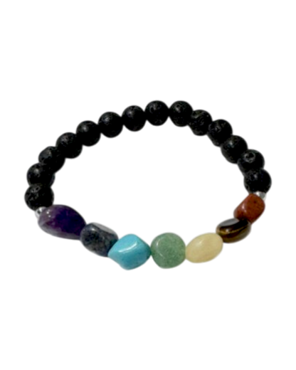 Chakra Tumblestones Bracelet Lava stone