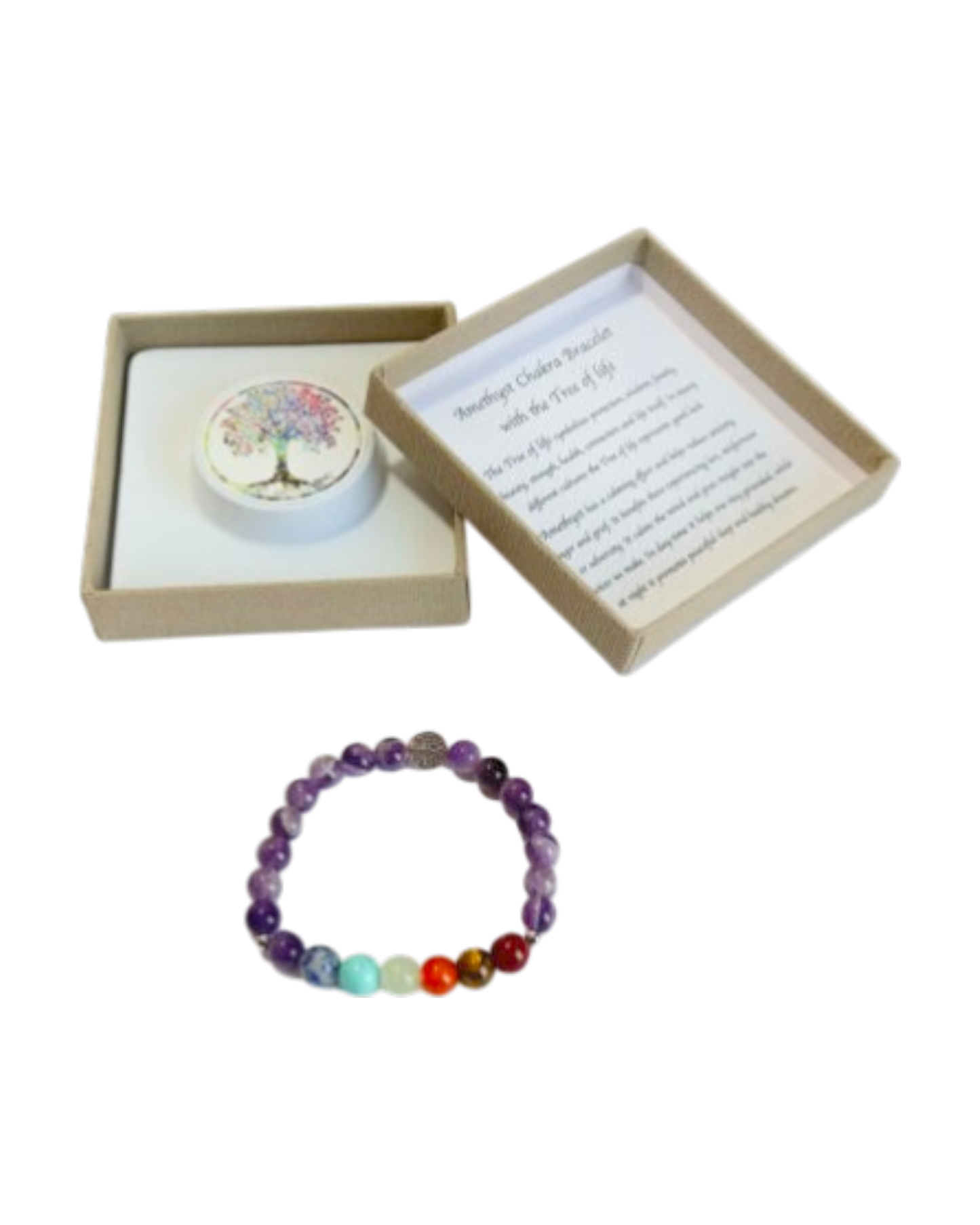 Chakra Bracelet Amethyst & Tree of Life Bead