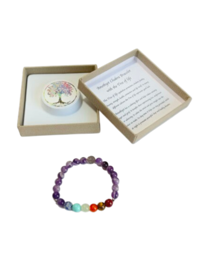 Chakra Bracelet Amethyst & Tree of Life Bead