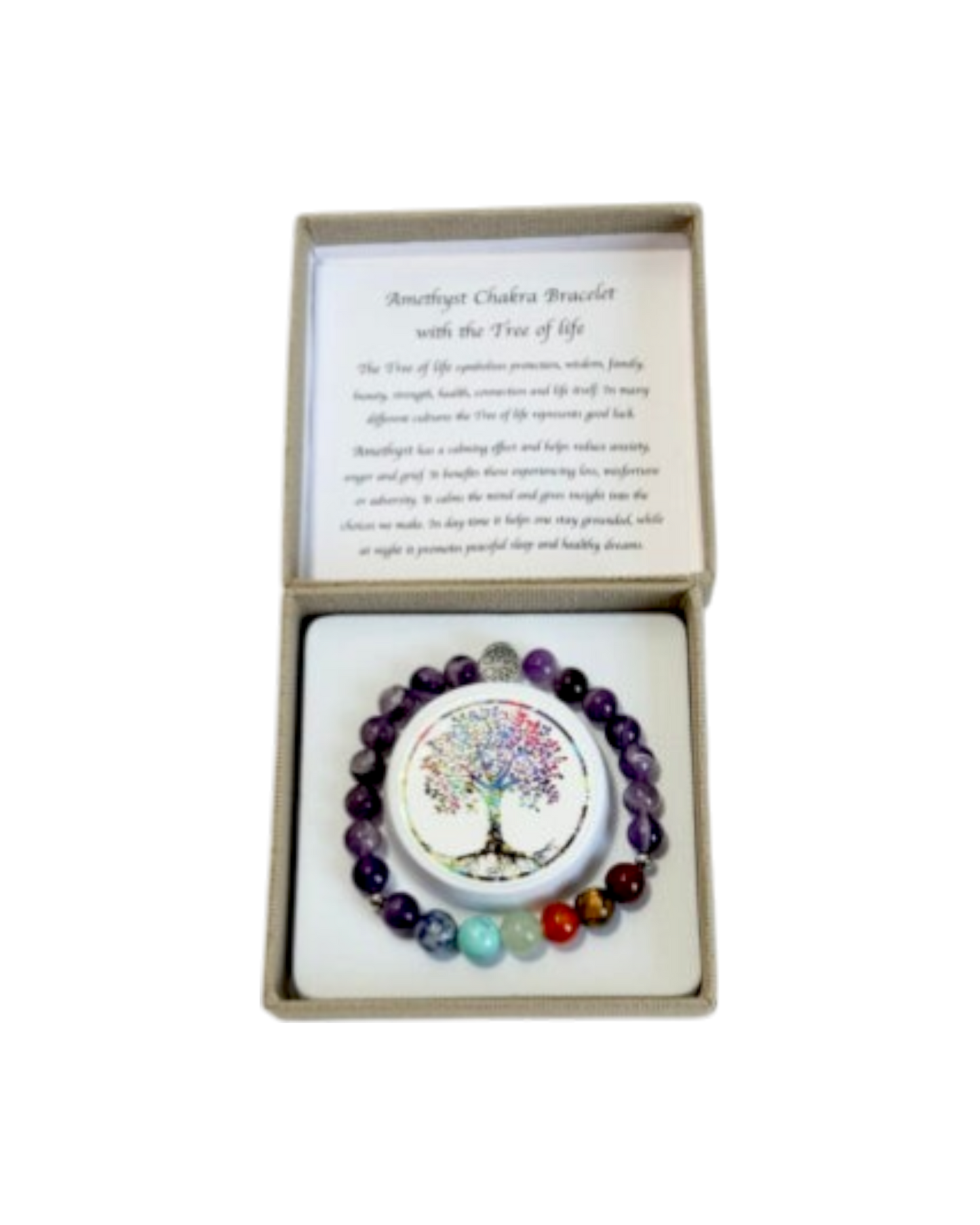 Chakra Bracelet Amethyst & Tree of Life Bead