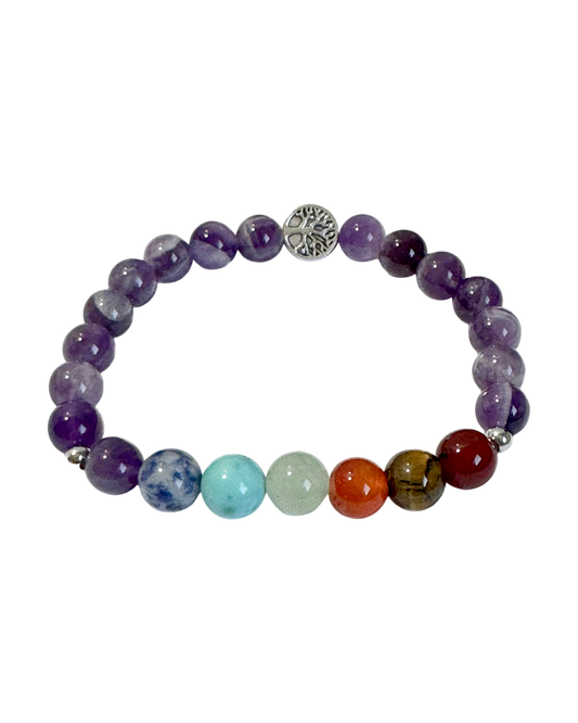 Chakra Bracelet Amethyst & Tree of Life Bead