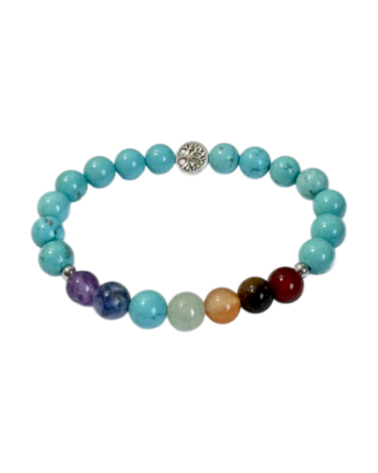 Chakra Bracelet Turquoise (Howlite) & Tree of Life Bead