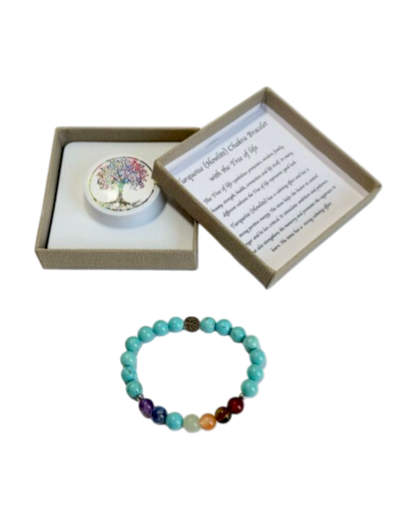 Chakra Bracelet Turquoise (Howlite) & Tree of Life Bead