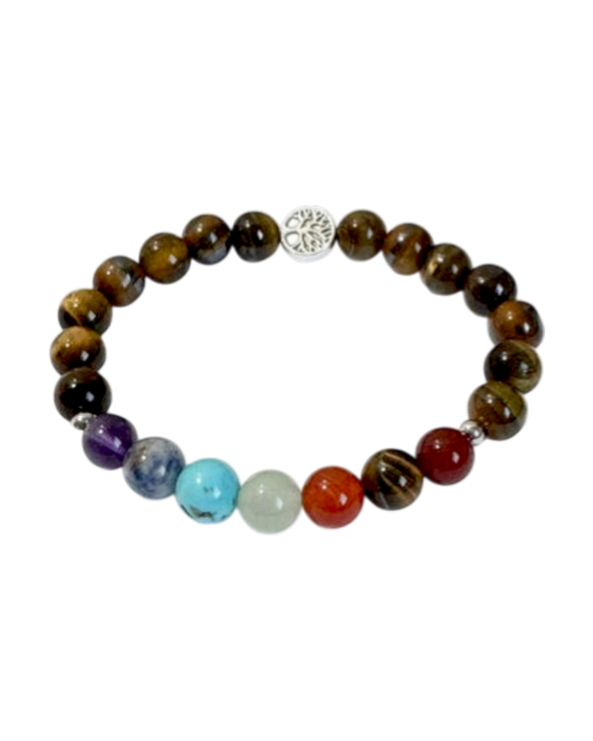 Chakra Bracelet Tiger Eye & Tree of Life Bead