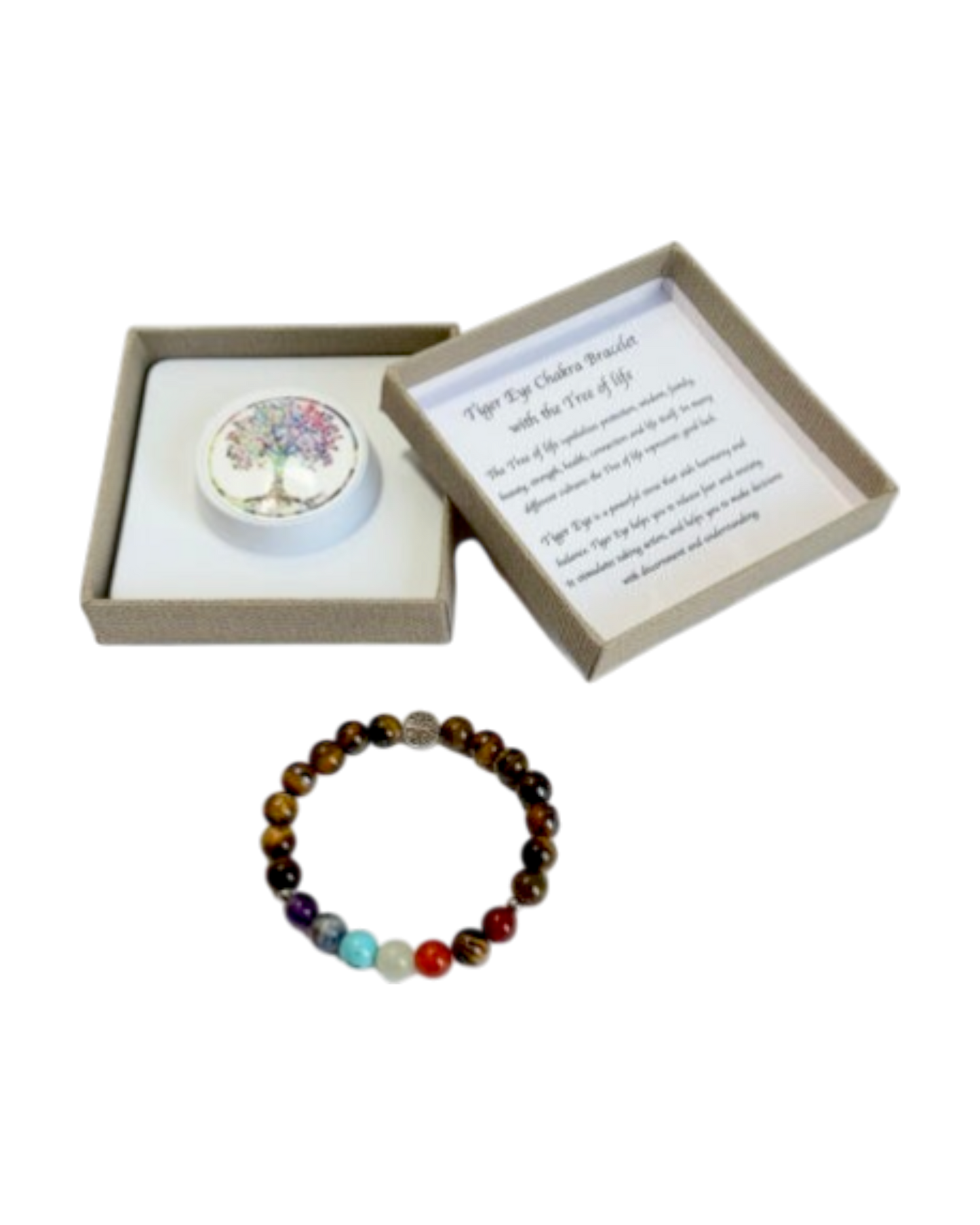 Chakra Bracelet Tiger Eye & Tree of Life Bead