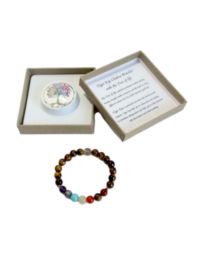 Chakra Bracelet Tiger Eye & Tree of Life Bead