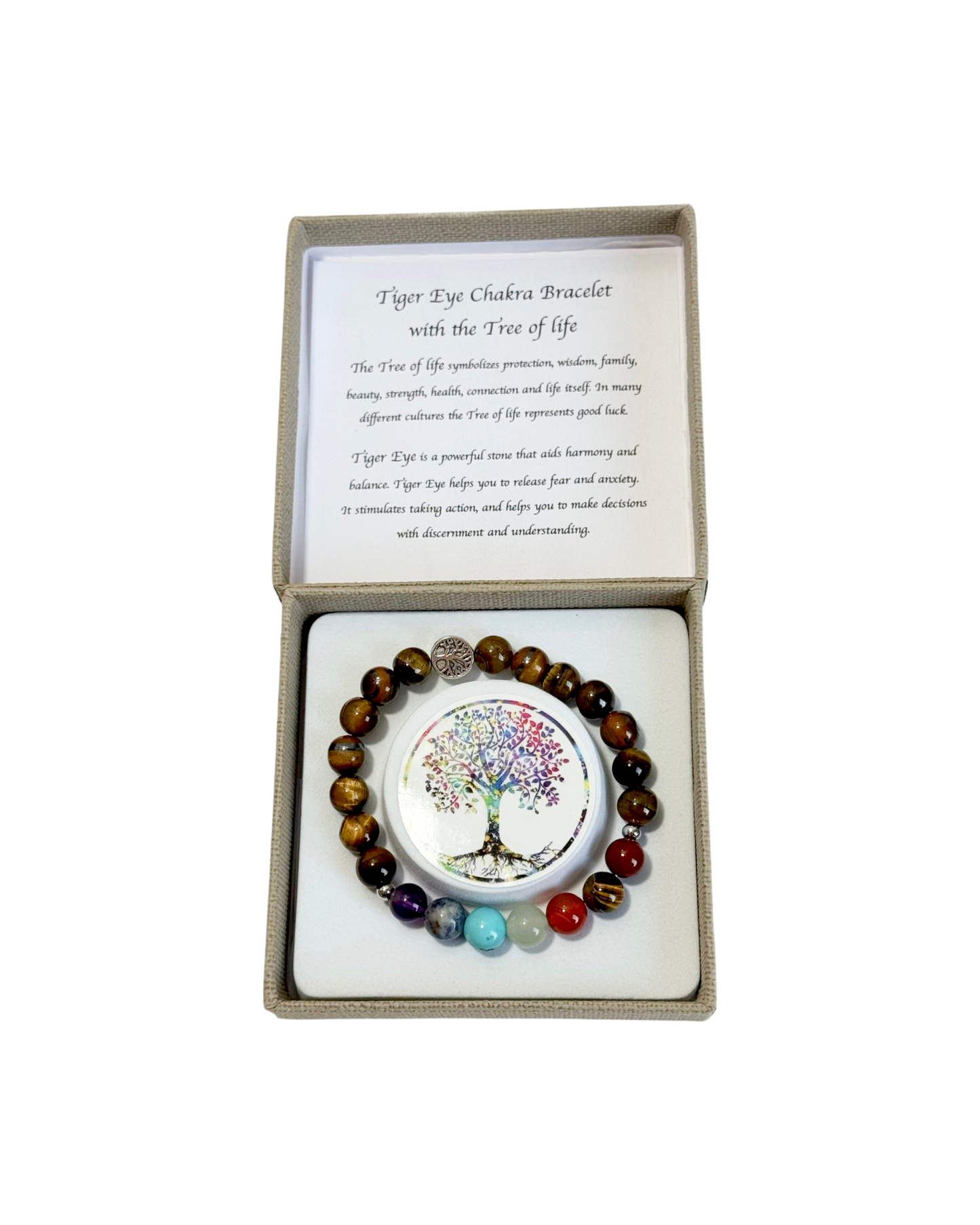 Chakra Bracelet Tiger Eye & Tree of Life Bead